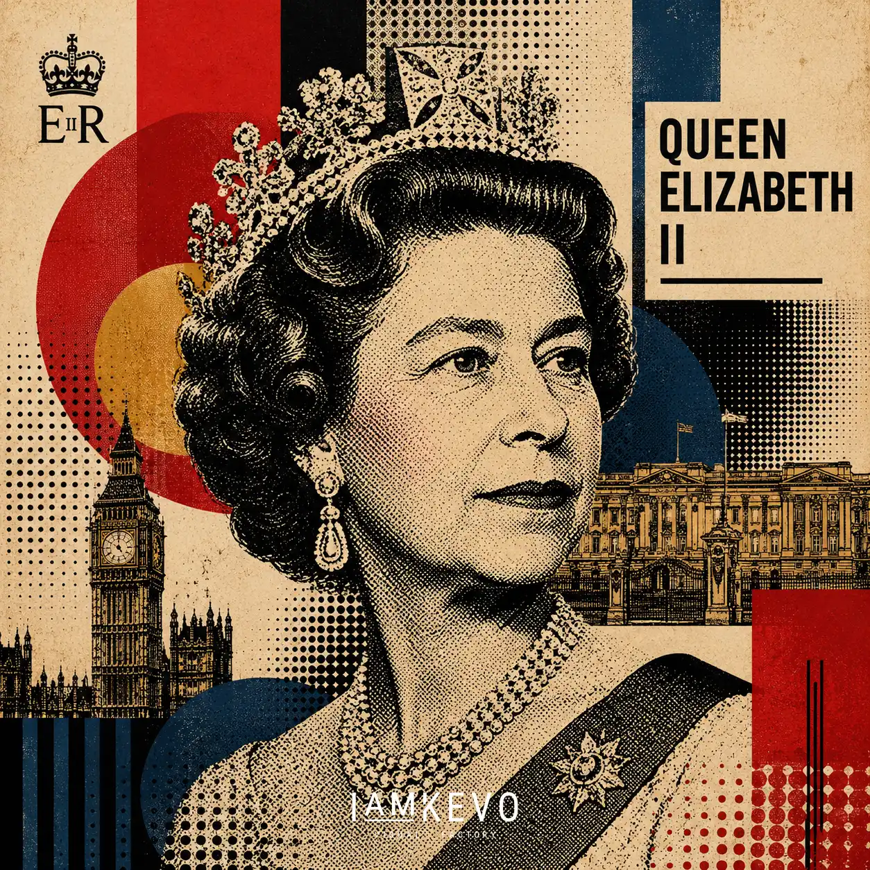 Queen Elizabeth II artwork from the DOT ERA Graphic Icons series
