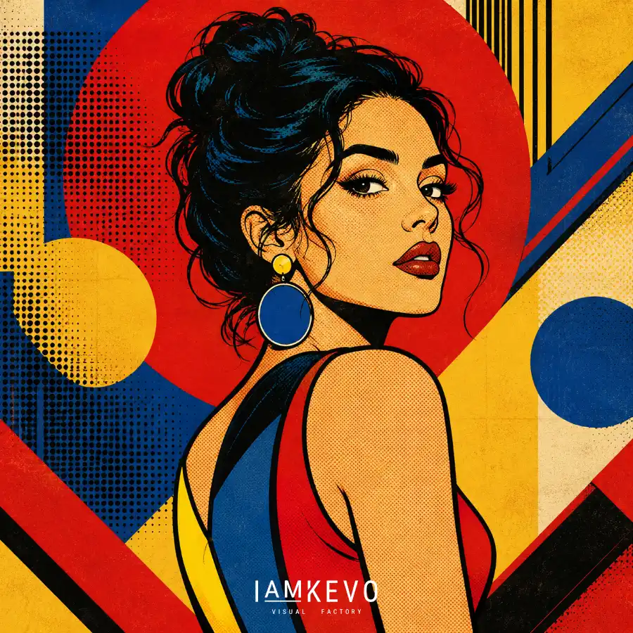 Continental Gaze retro pop art portrait Dot Era