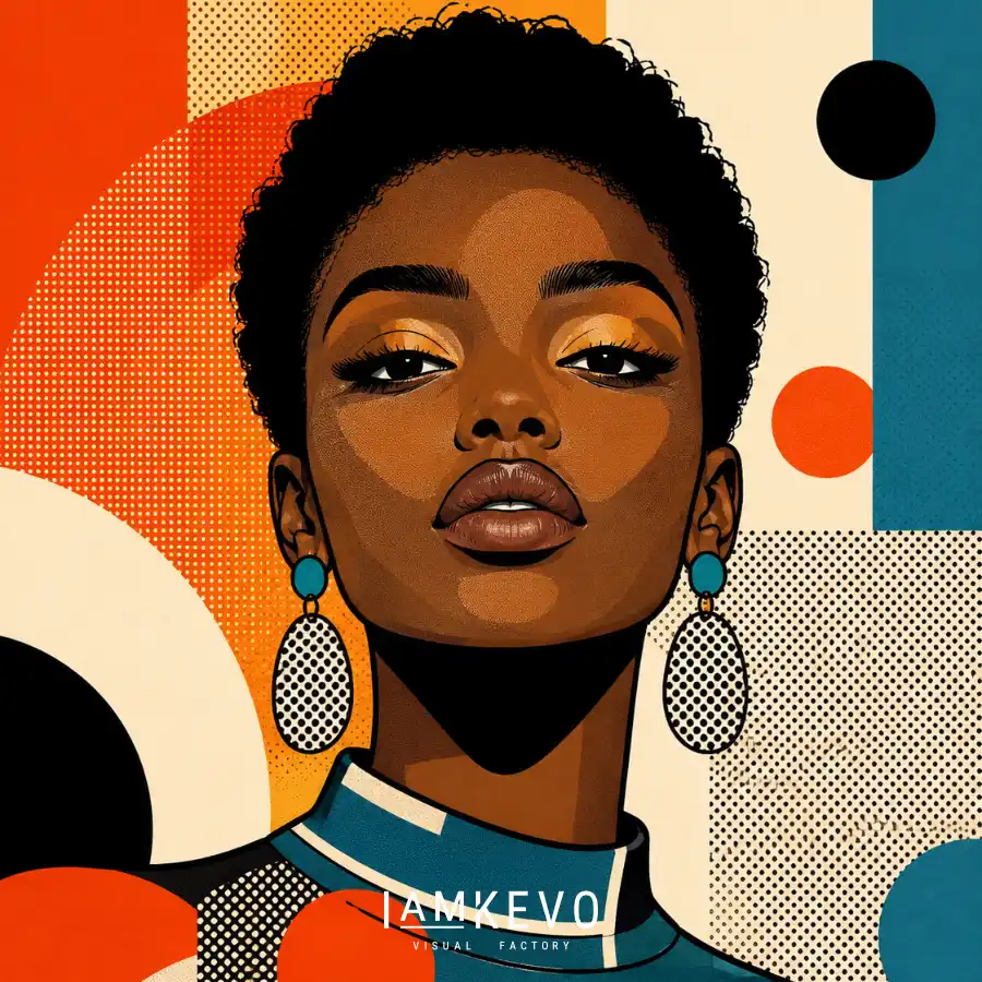 DE-PP-0007 Bold Pop Art Portrait of Confidence Dot Era Pop Portraits