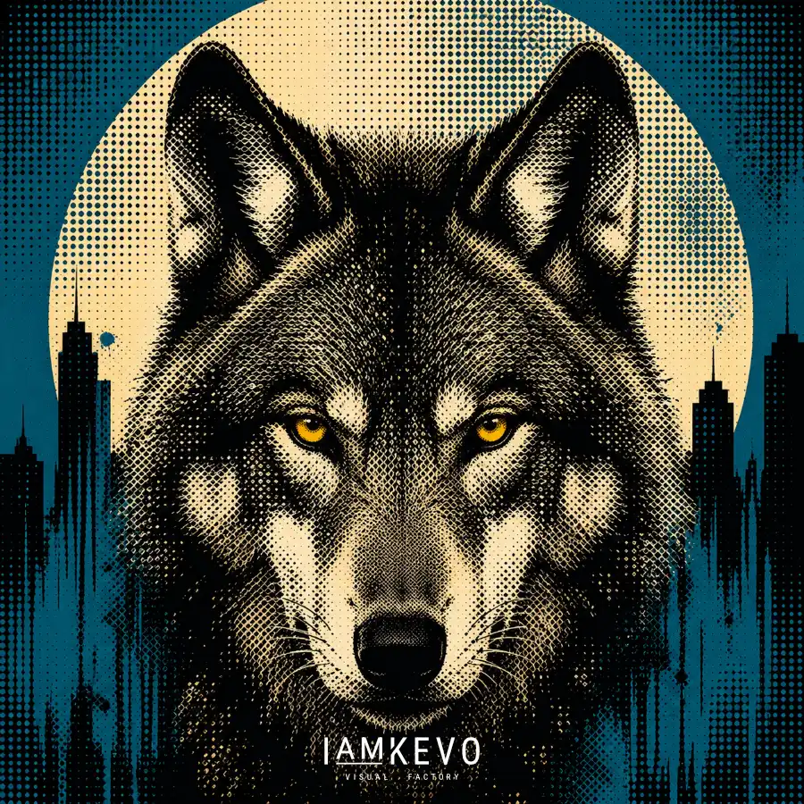 Wolf pop art Dot Era moon noir wild icons