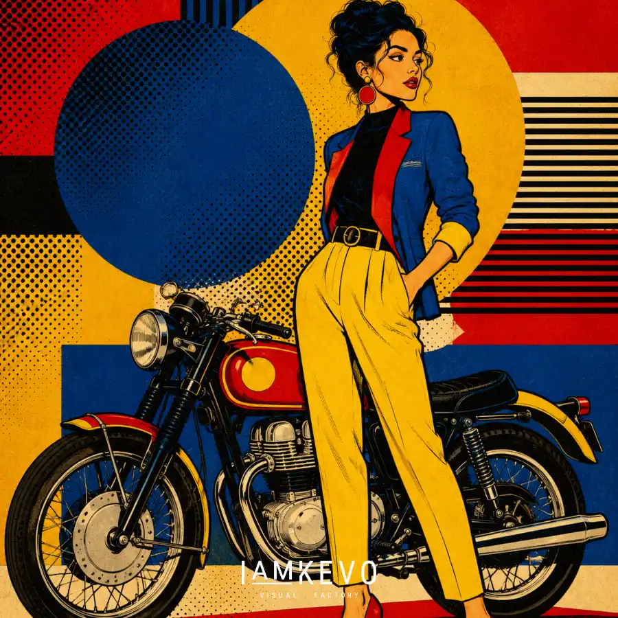 DE-CM-0004 Retro Pop Art Biker Chic Dot Era Classic Motion