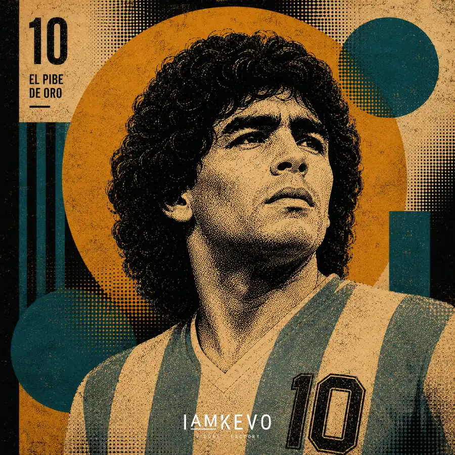 Diego Maradona Eternal Number Ten artwork from the Dot Era Graphic Icons collection