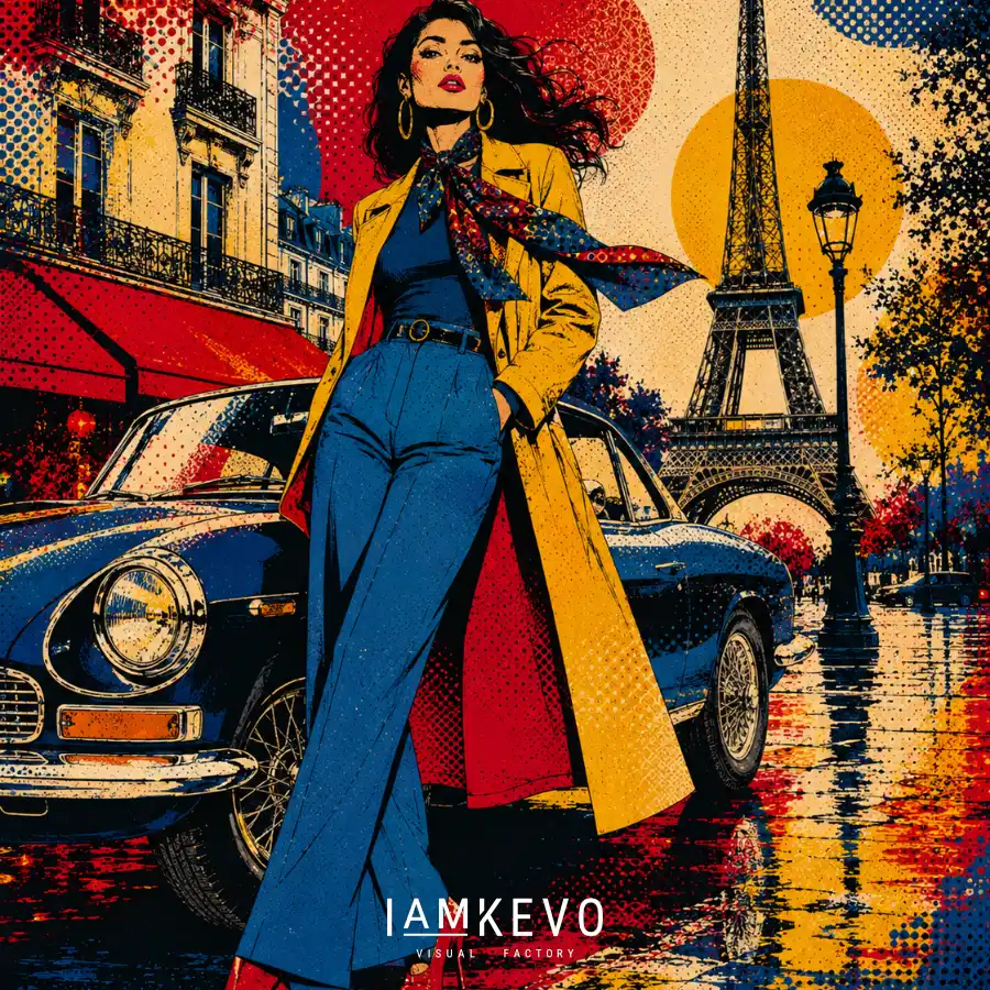 DE-UM-0024 Chic Parisian Style with Vintage Flair Dot Era Urban Motion
