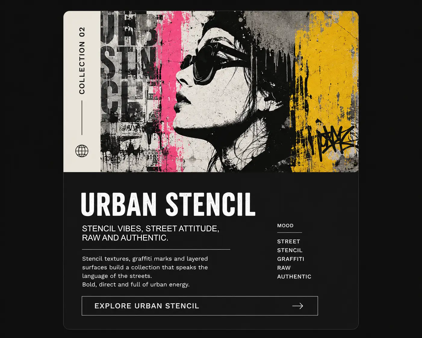 Urban Stencil collection preview with street inspired visual texture